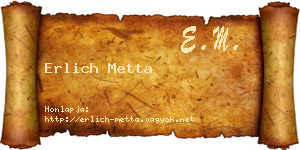 Erlich Metta névjegykártya